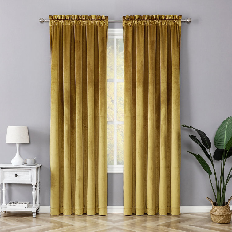 Everly Quinn Lateek Velvet Semi-Sheer Curtain Pair & Reviews | Wayfair